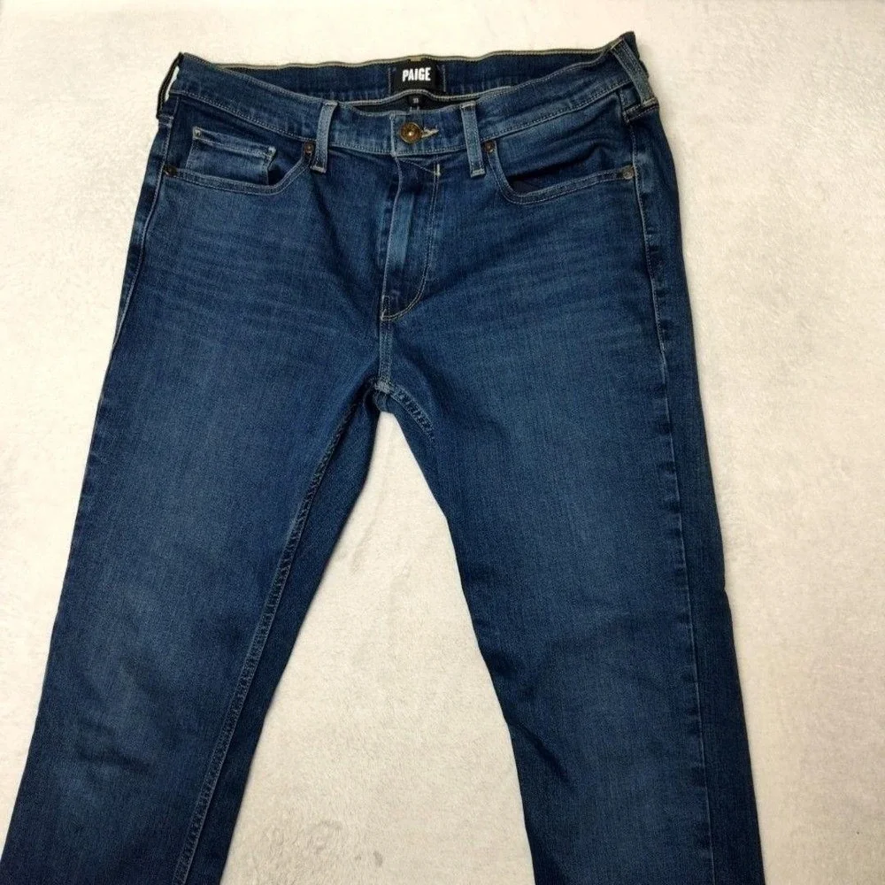 Paige Jeans Mens 33x33 Blue Lennox Straight Medium Wash Stretch Denim 5-Pocket